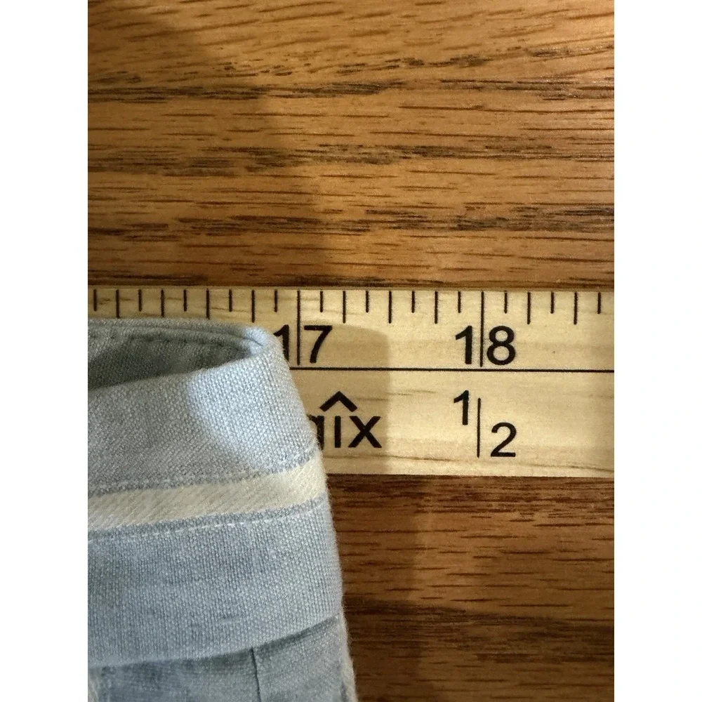 Banana Republic Sz 10L Avery Linen Blend Pants Blue White Stripe Relaxed Trouser